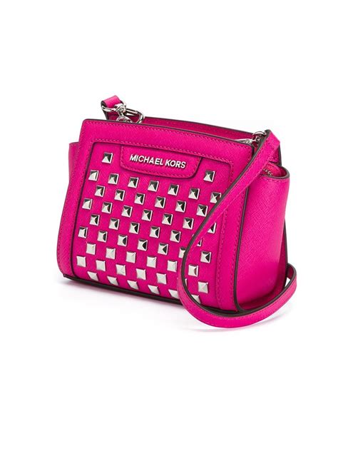 crossbody light pink michael kors purse|Michael Kors pink studded purse.